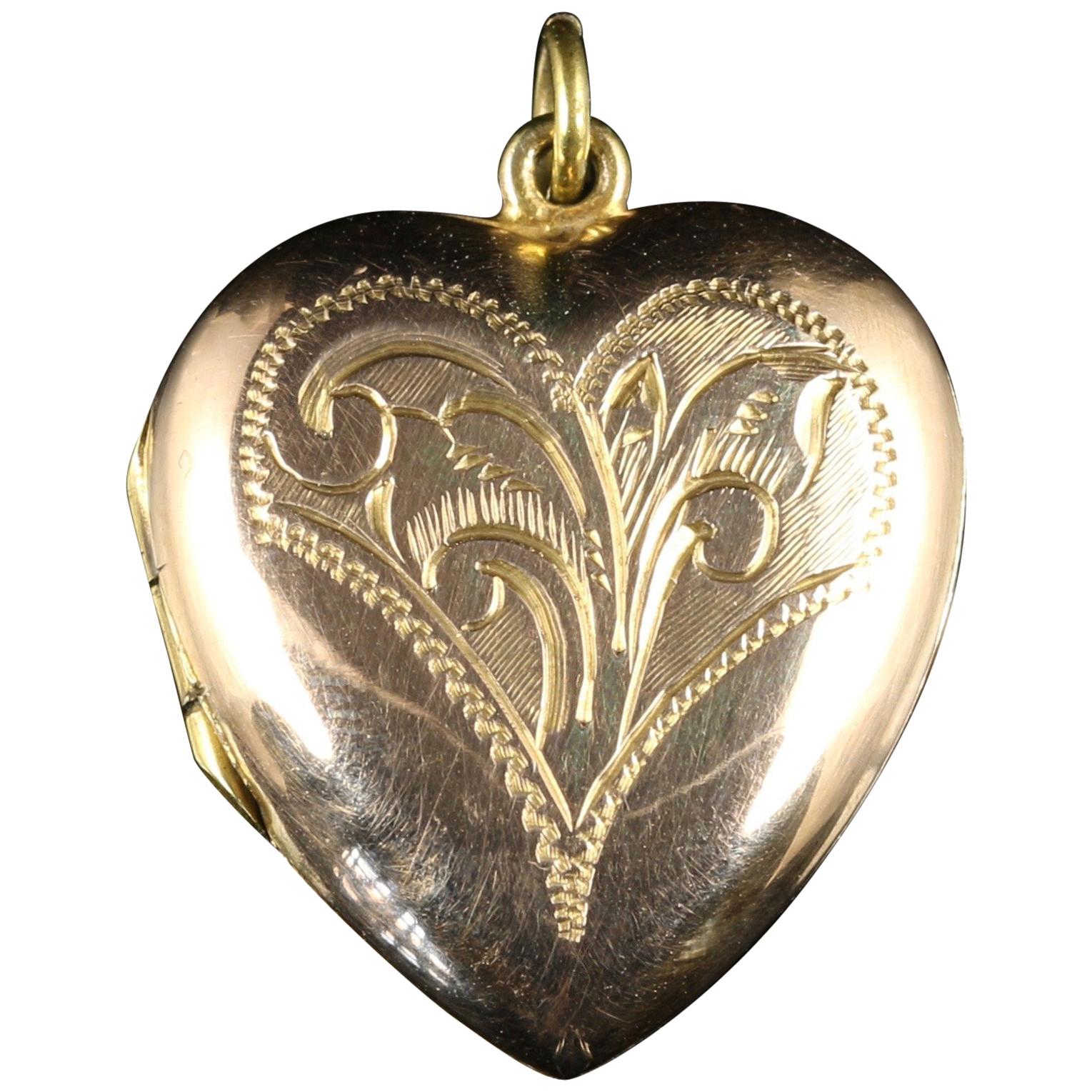 Antique Victorian 9 Carat Gold Heart Locket, circa 1890