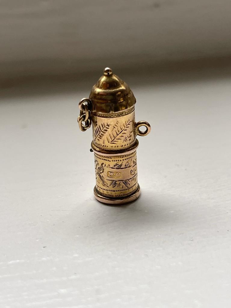 Hand-Carved Antique Victorian 9 k gold Hidden Pop-Up Devil 