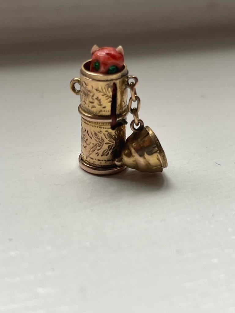 18th Century and Earlier Antique Victorian 9 k gold Hidden Pop-Up Devil 