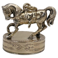 Antique Victorian 9 Karat Gold Horse Pocket Watch Locket Fob Pendant