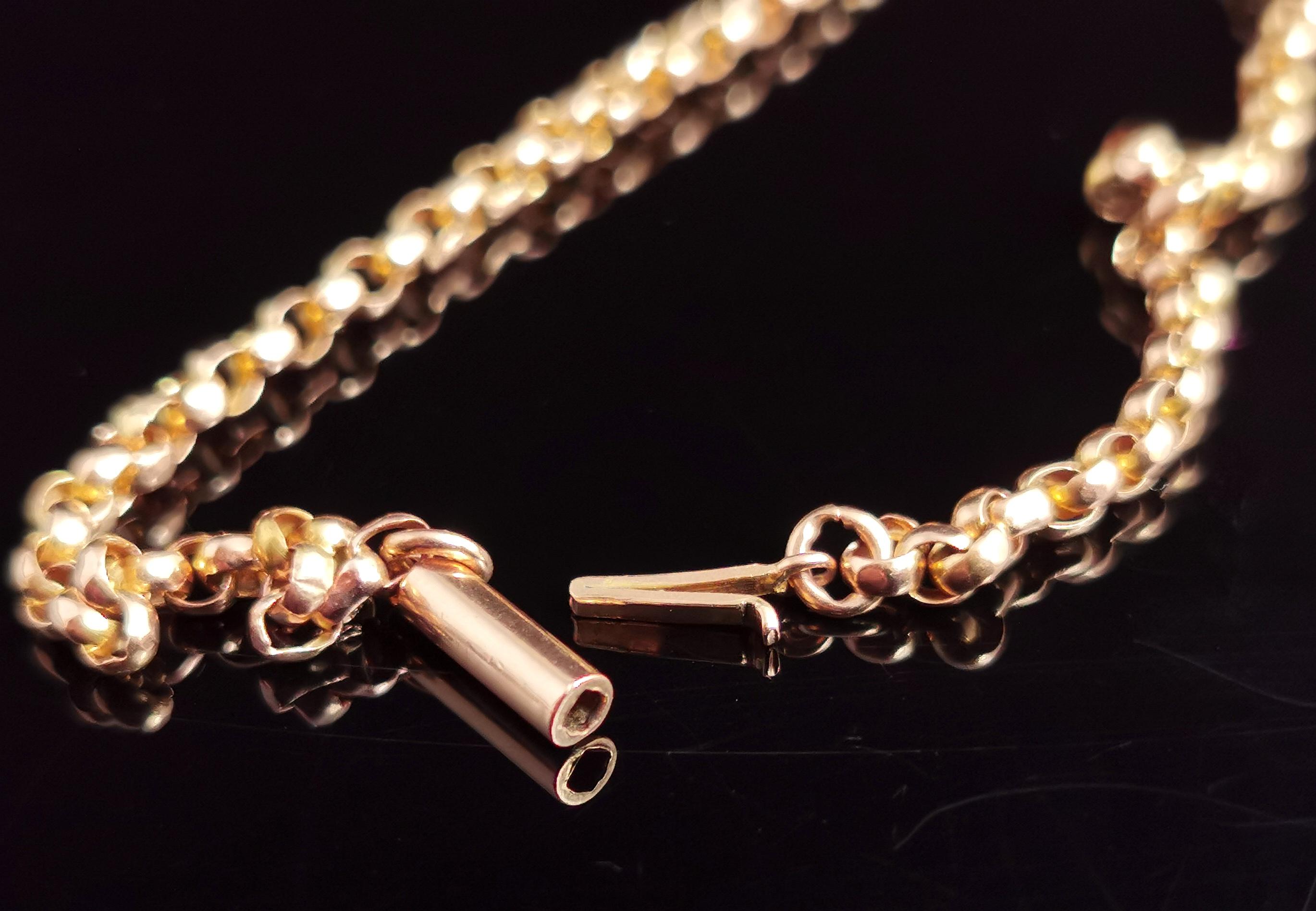 Antique Victorian 9 Karat Yellow Gold Belcher Link Chain Necklace, Dog Clip 6