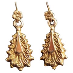 Antique Victorian 9 Karat Yellow Gold Drop Earrings