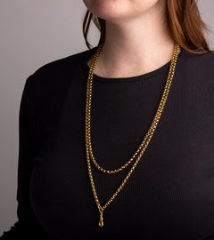 Antike viktorianische 9 Karat Gelbgold Muff Kette
