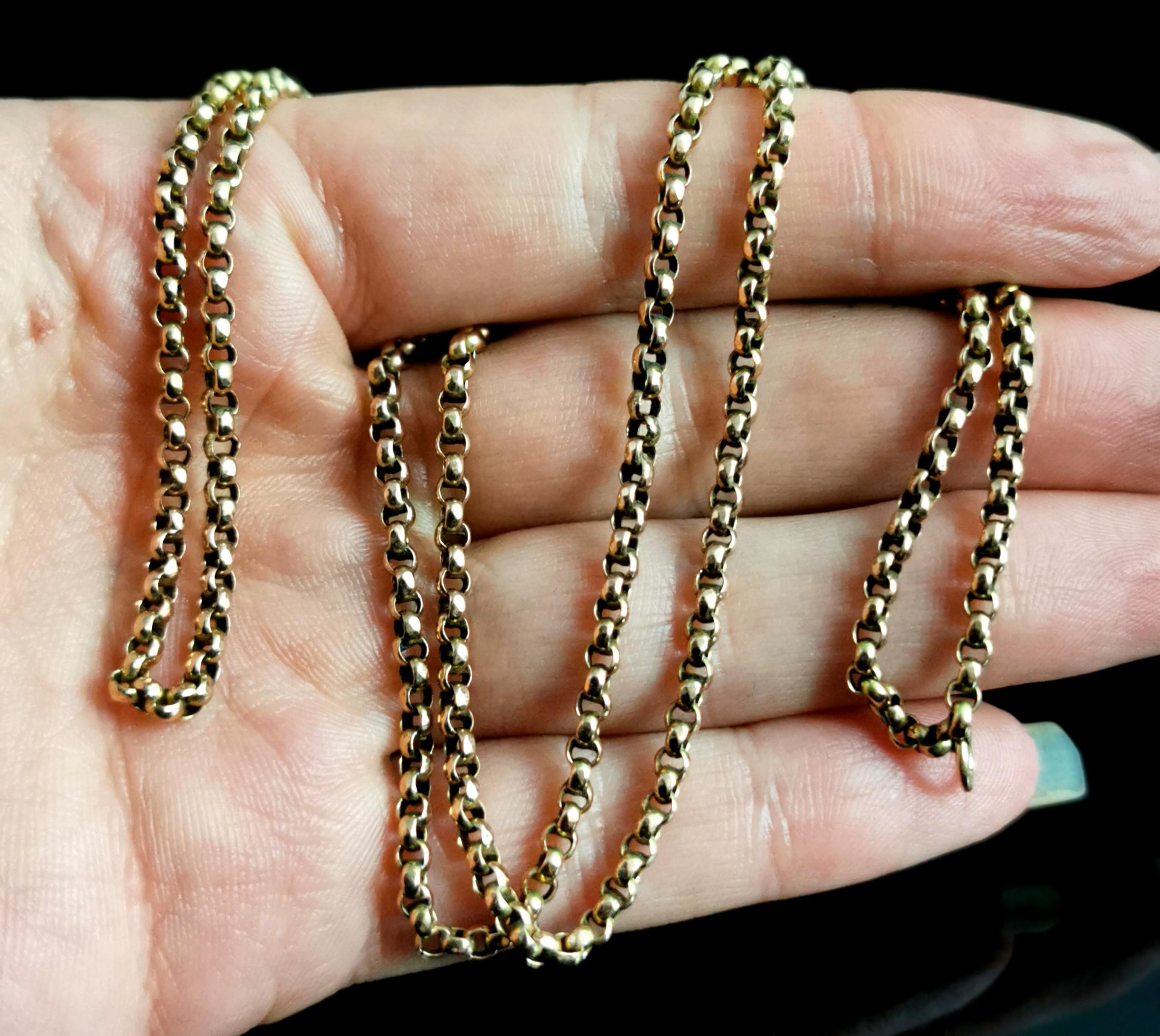 Antique Victorian 9 Karat Yellow Gold Rolo Link Chain Necklace 2