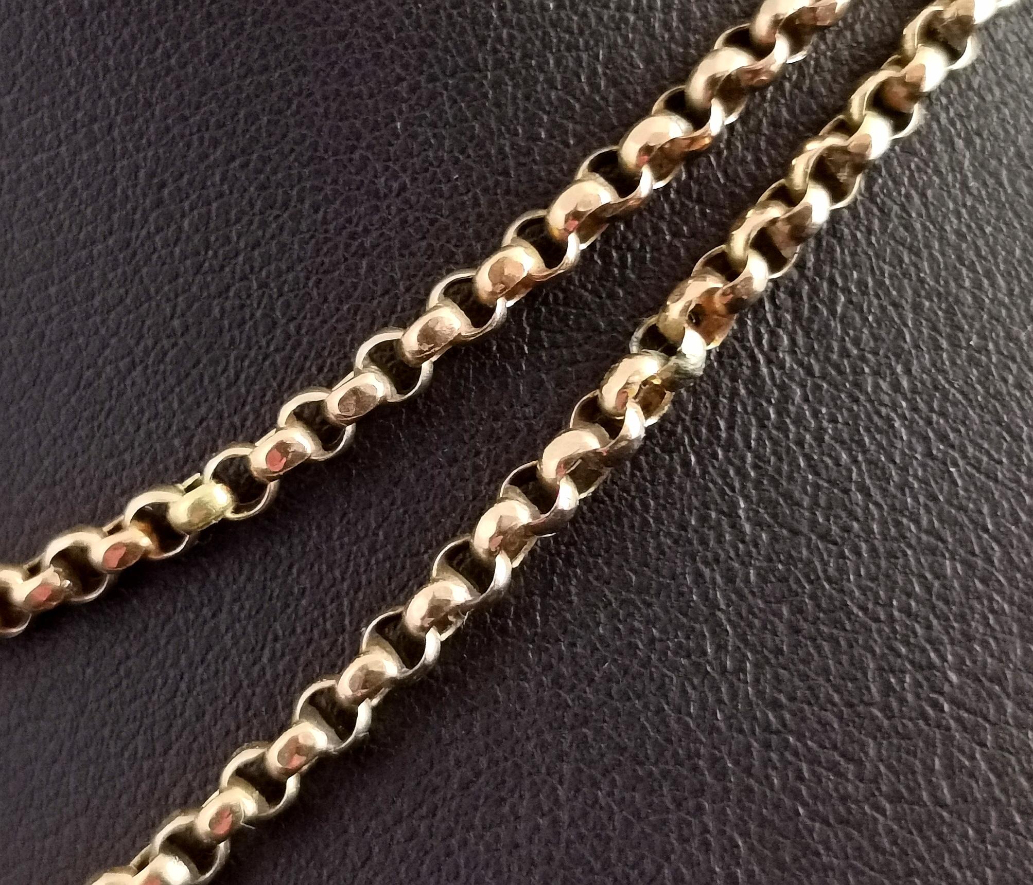 Antique Victorian 9 Karat Yellow Gold Rolo Link Chain Necklace 3