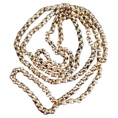 Antique Victorian 9 Karat Yellow Gold Rolo Link Chain Necklace