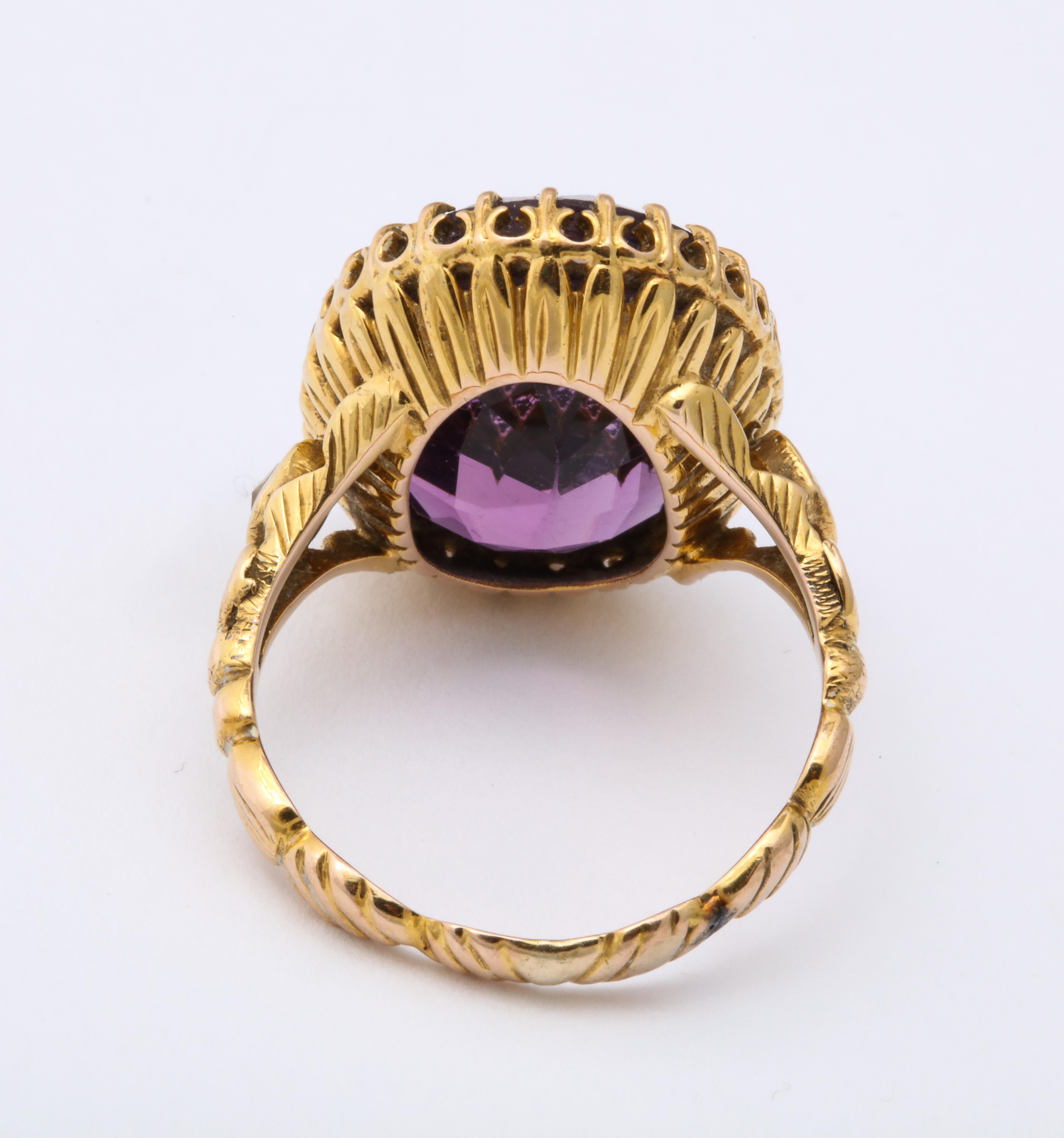 Antique Victorian 9.5 Carat Amethyst and Diamond Ring In Excellent Condition In Stamford, CT