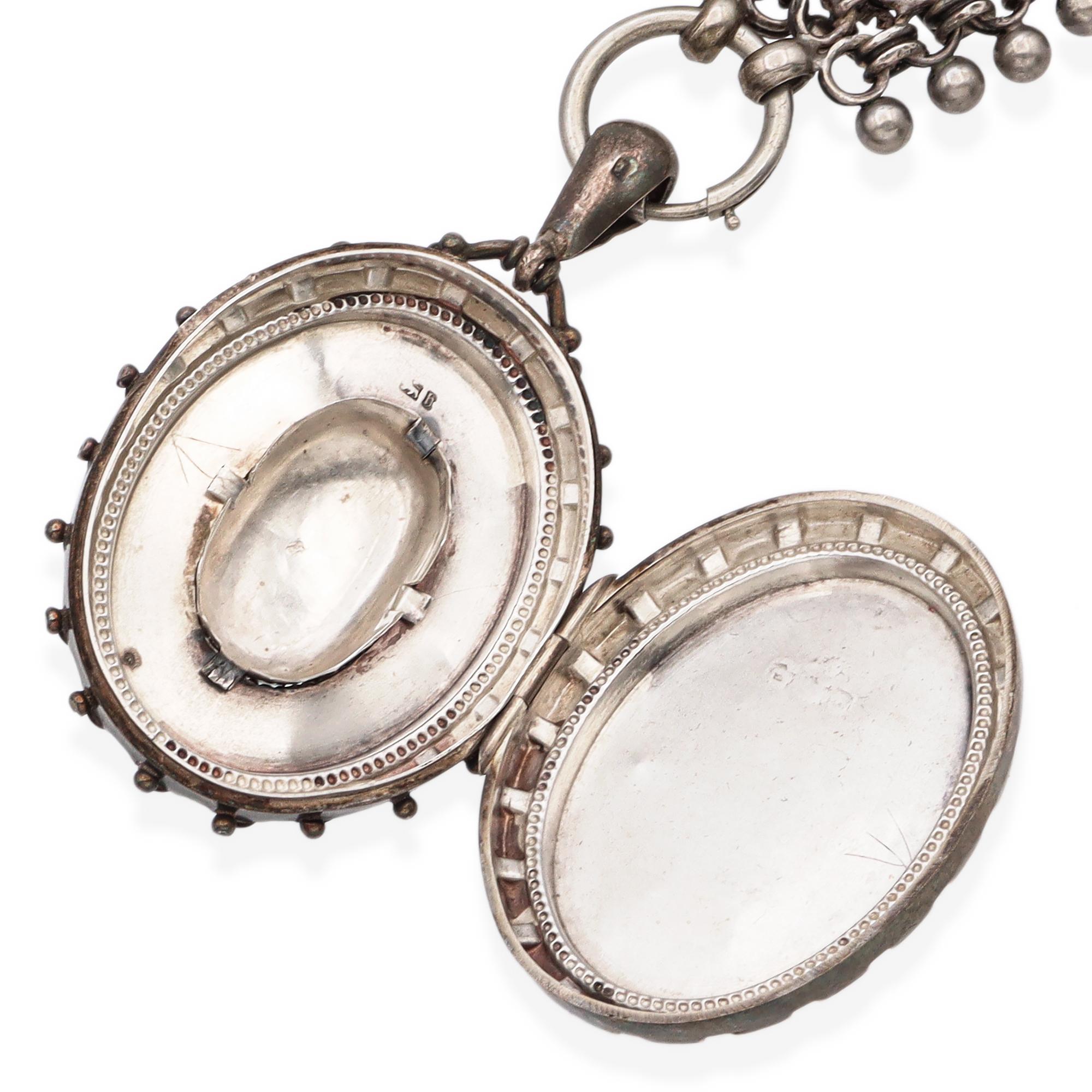 Vittoriano Antica collana vittoriana 950 in argento sterling con ciondolo a catena