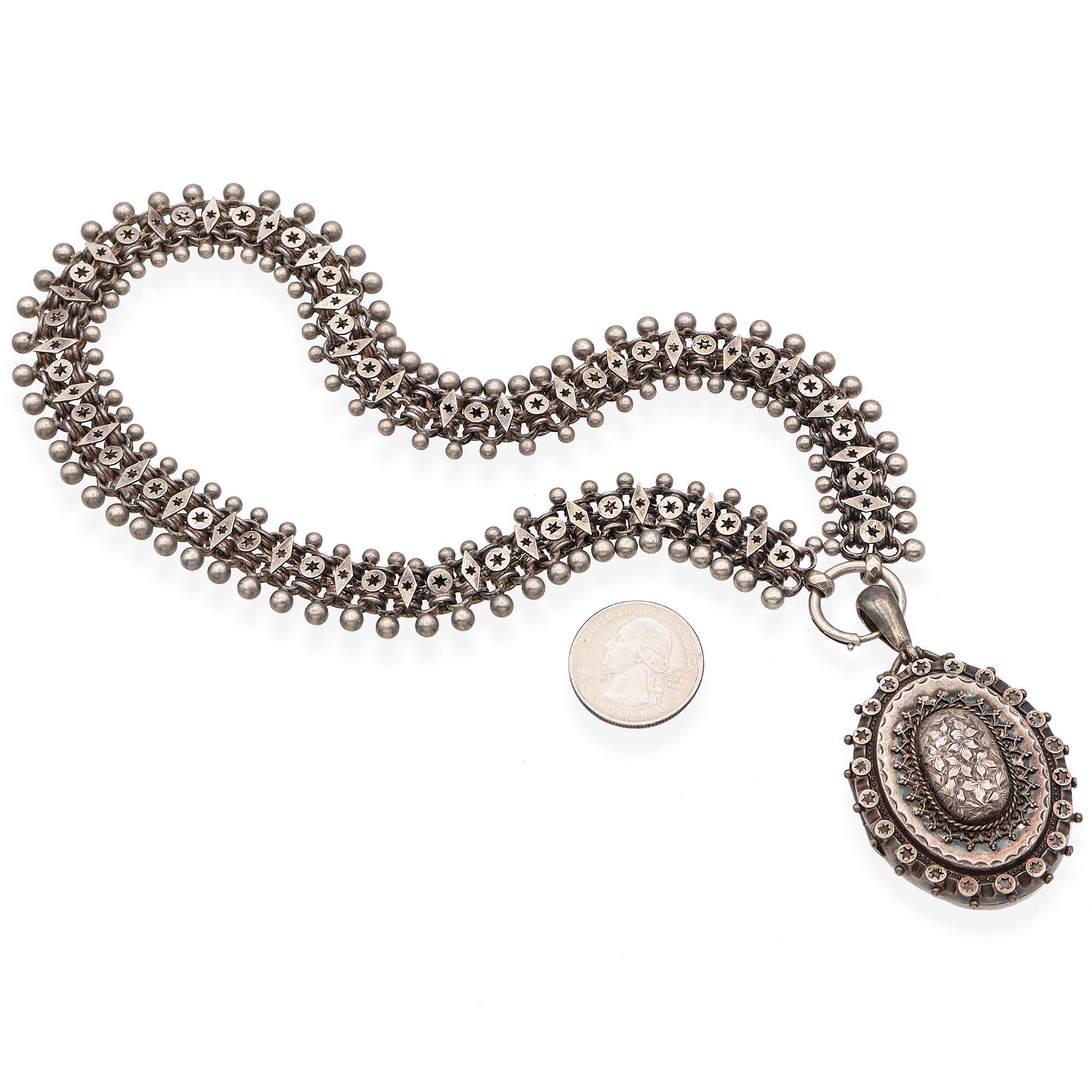 Donna Antica collana vittoriana 950 in argento sterling con ciondolo a catena