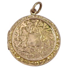 Vintage Victorian 9ct Rose Gold Back and Front Engraved Ivy Leaves Locket