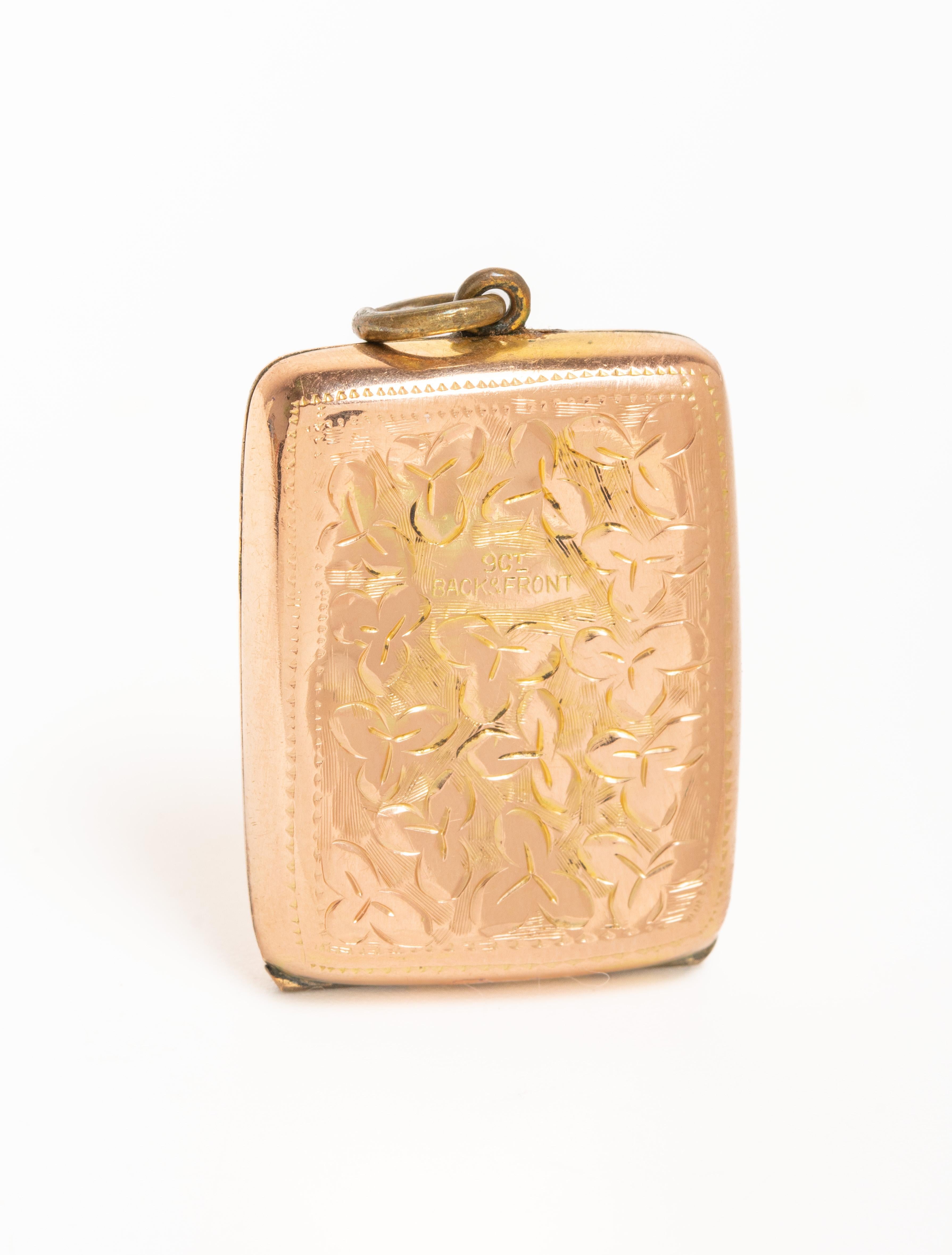 Women's Antique Victorian 9ct Gold Back & Front Rectangular Locket