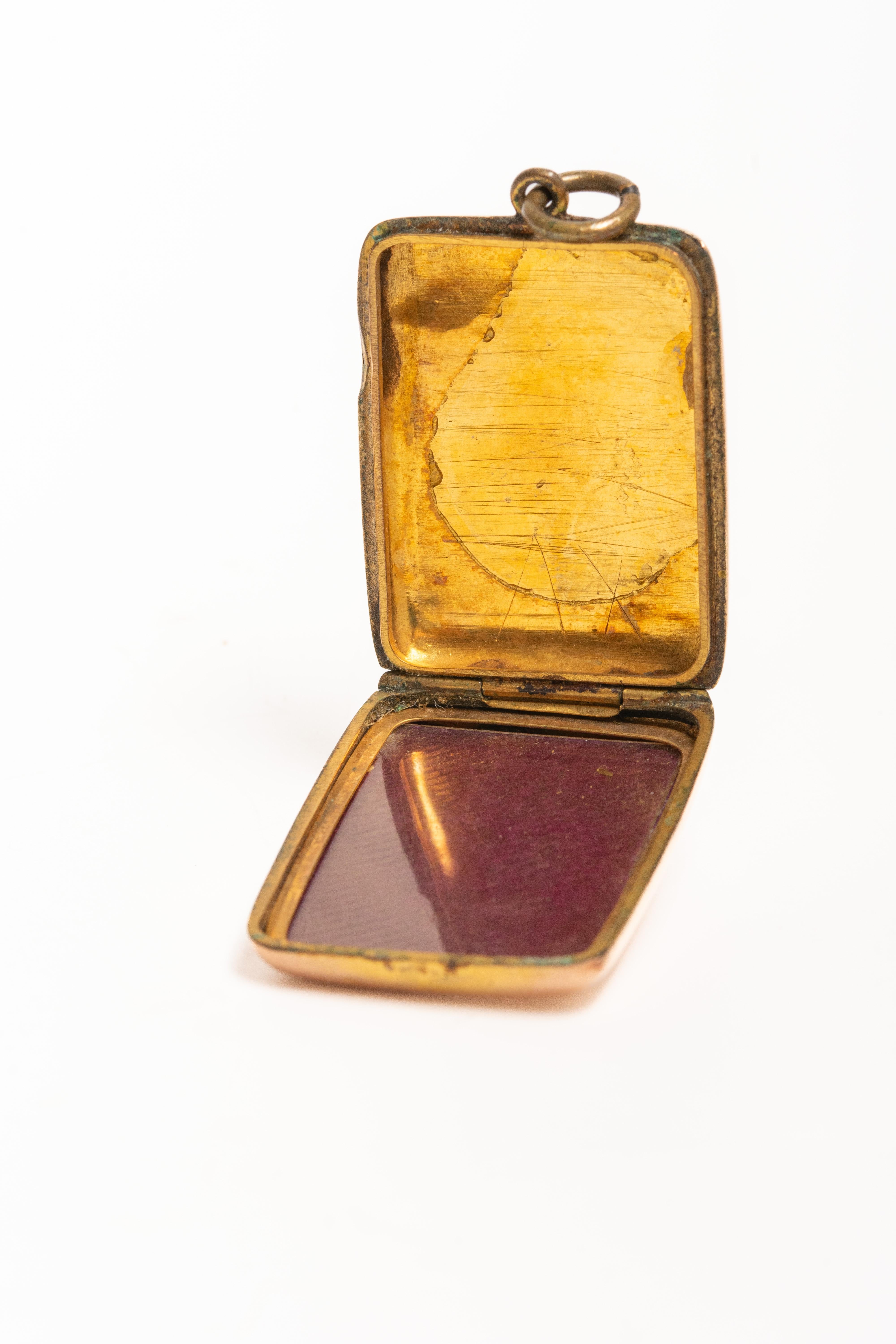 Antique Victorian 9ct Gold Back & Front Rectangular Locket 2