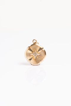 Antique Victorian 9ct Gold Diamond Starburst Locket