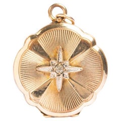 Antique Victorian 9ct Gold Diamond Starburst Locket
