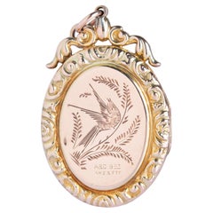 Antique Victorian 9ct Gold Front & Back Swallow Locket