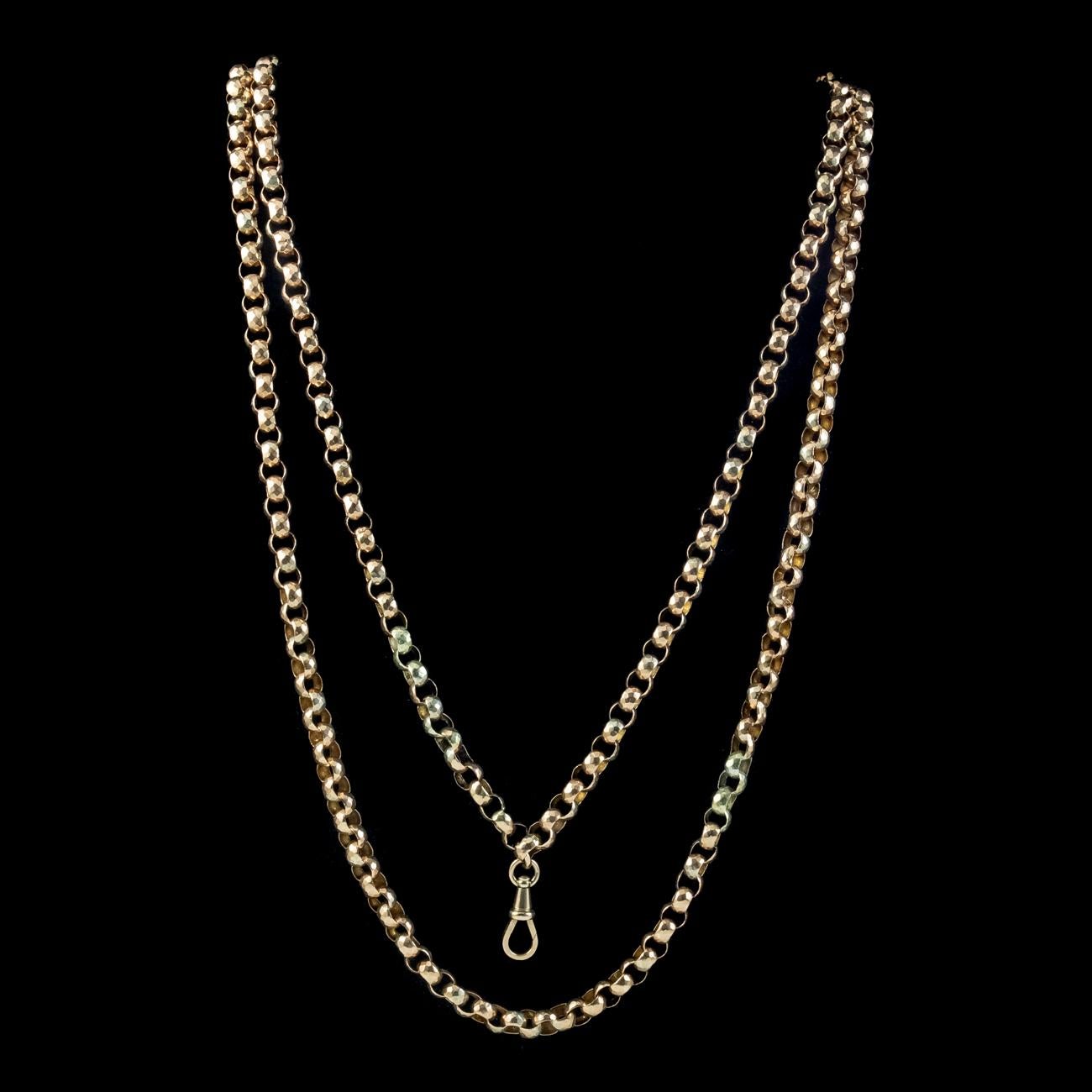 Antike viktorianische Garderobenkette aus 9 Karat Gold im Zustand „Gut“ im Angebot in Kendal, GB