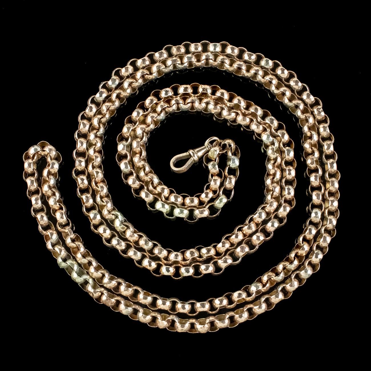 Antike viktorianische Garderobenkette aus 9 Karat Gold Damen im Angebot