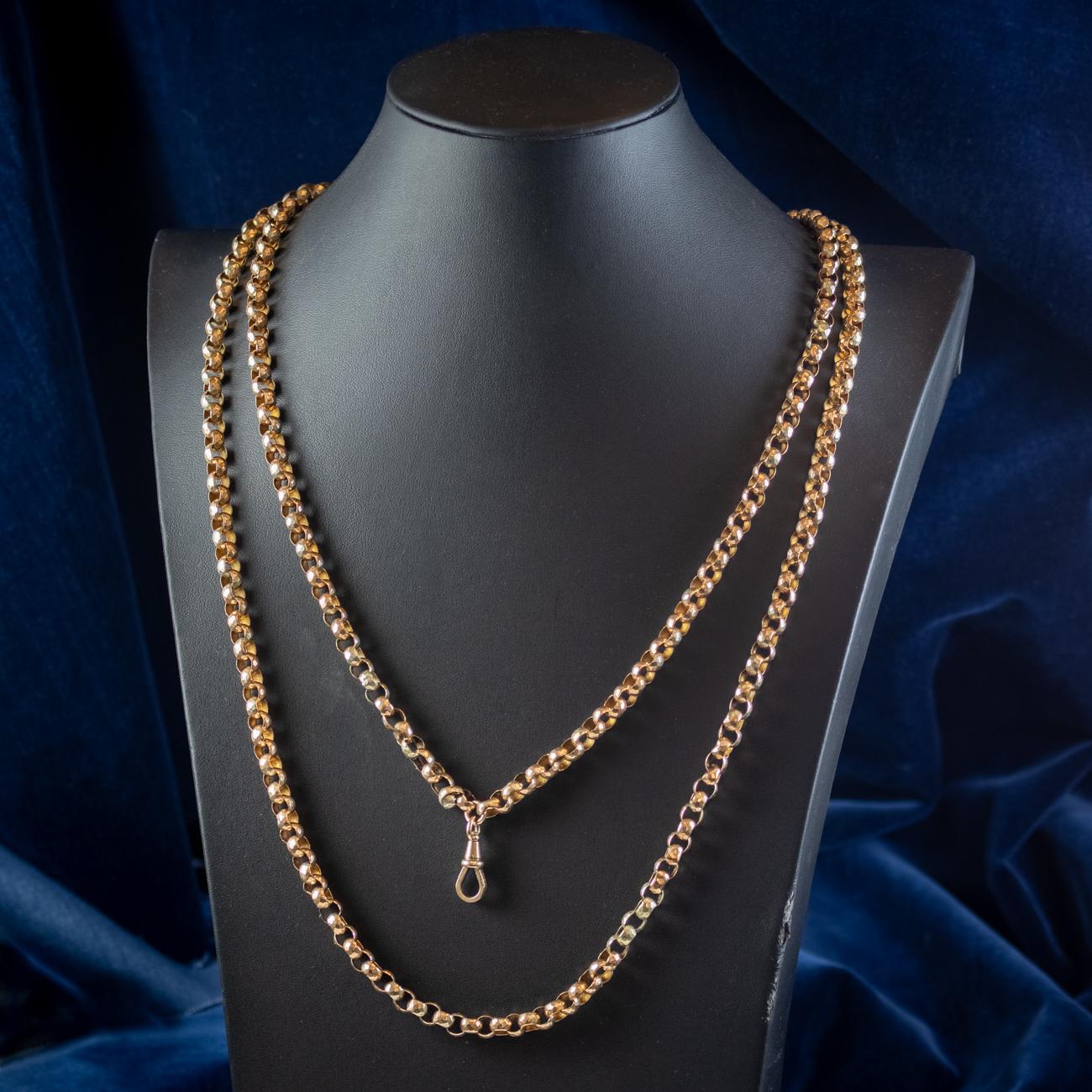 Antike viktorianische Garderobenkette aus 9 Karat Gold im Angebot 4