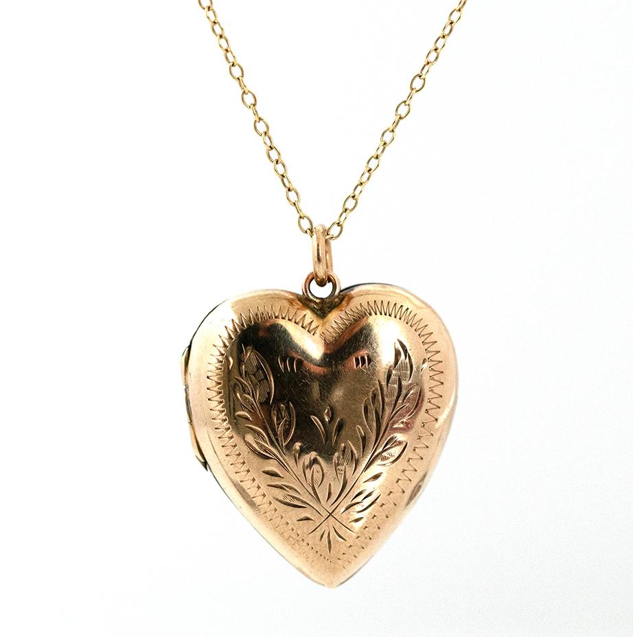 Victorien Collier médaillon victorien ancien en or 9 carats avec cœur en vente