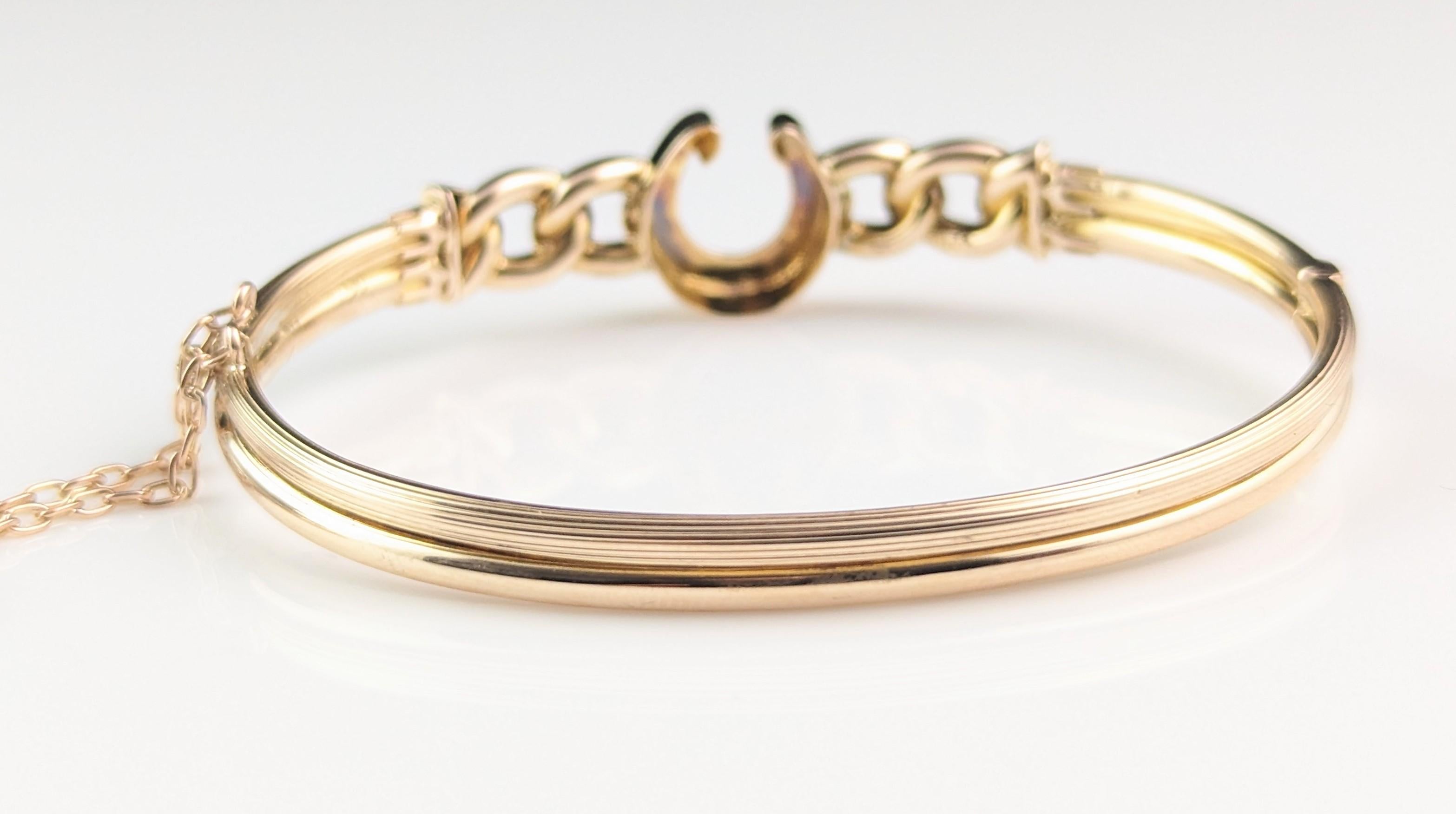 Antique Victorian 9ct gold lucky horseshoe bangle  For Sale 8