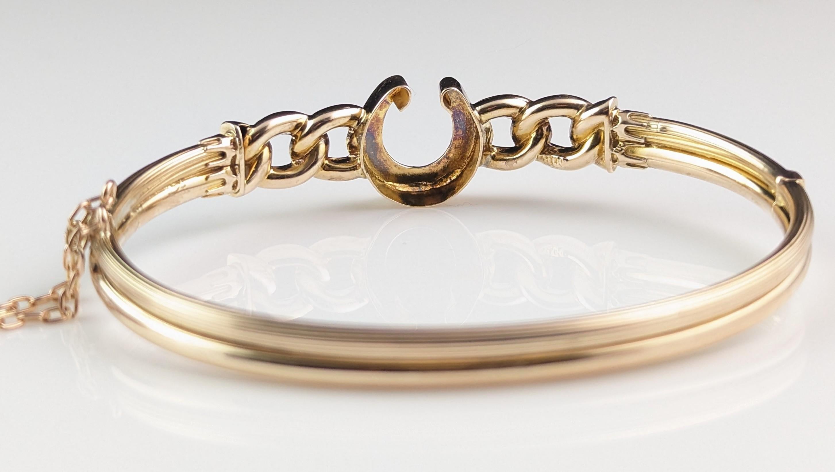 Antique Victorian 9ct gold lucky horseshoe bangle  For Sale 9