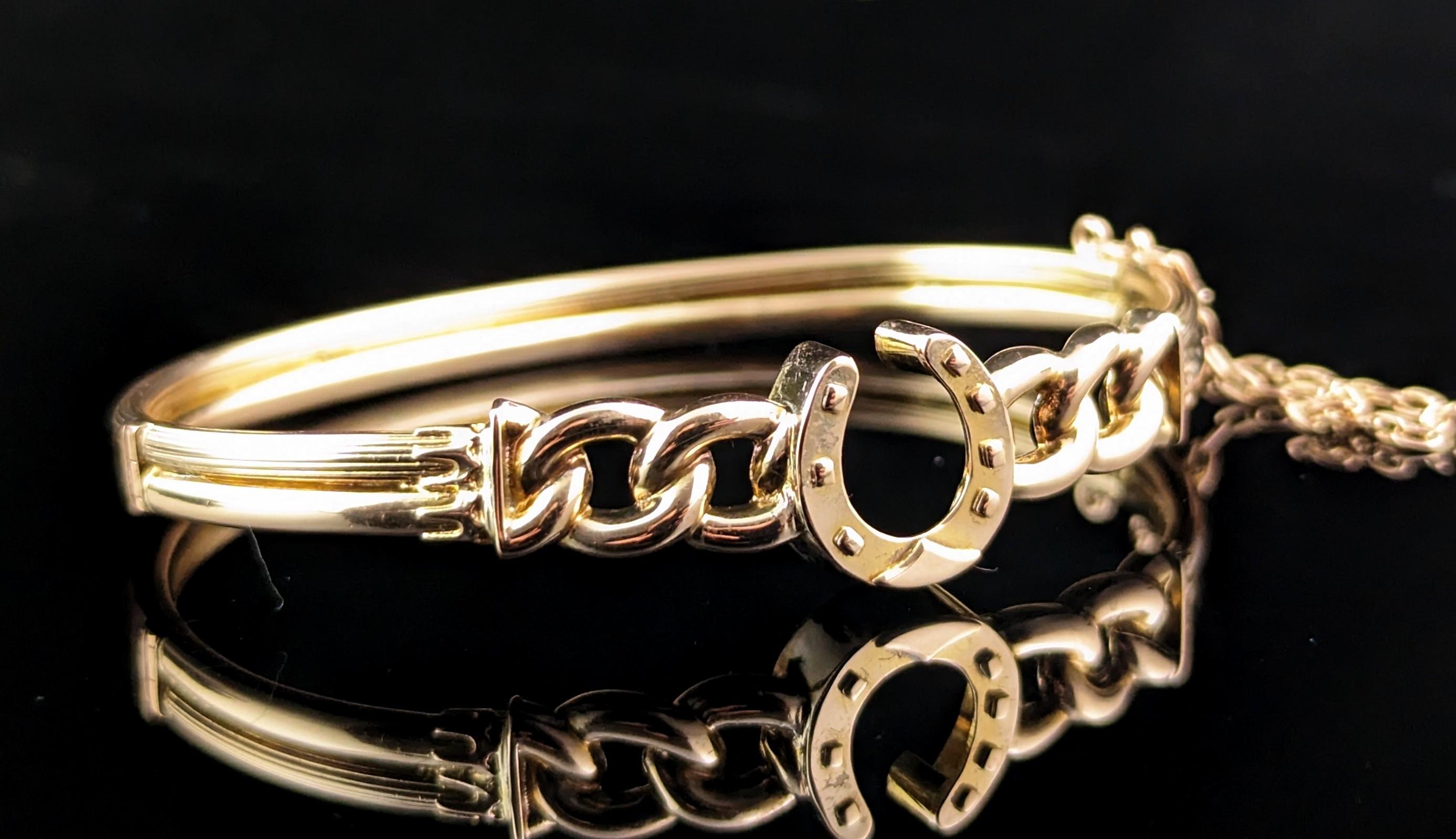 Antique Victorian 9ct gold lucky horseshoe bangle  For Sale 1