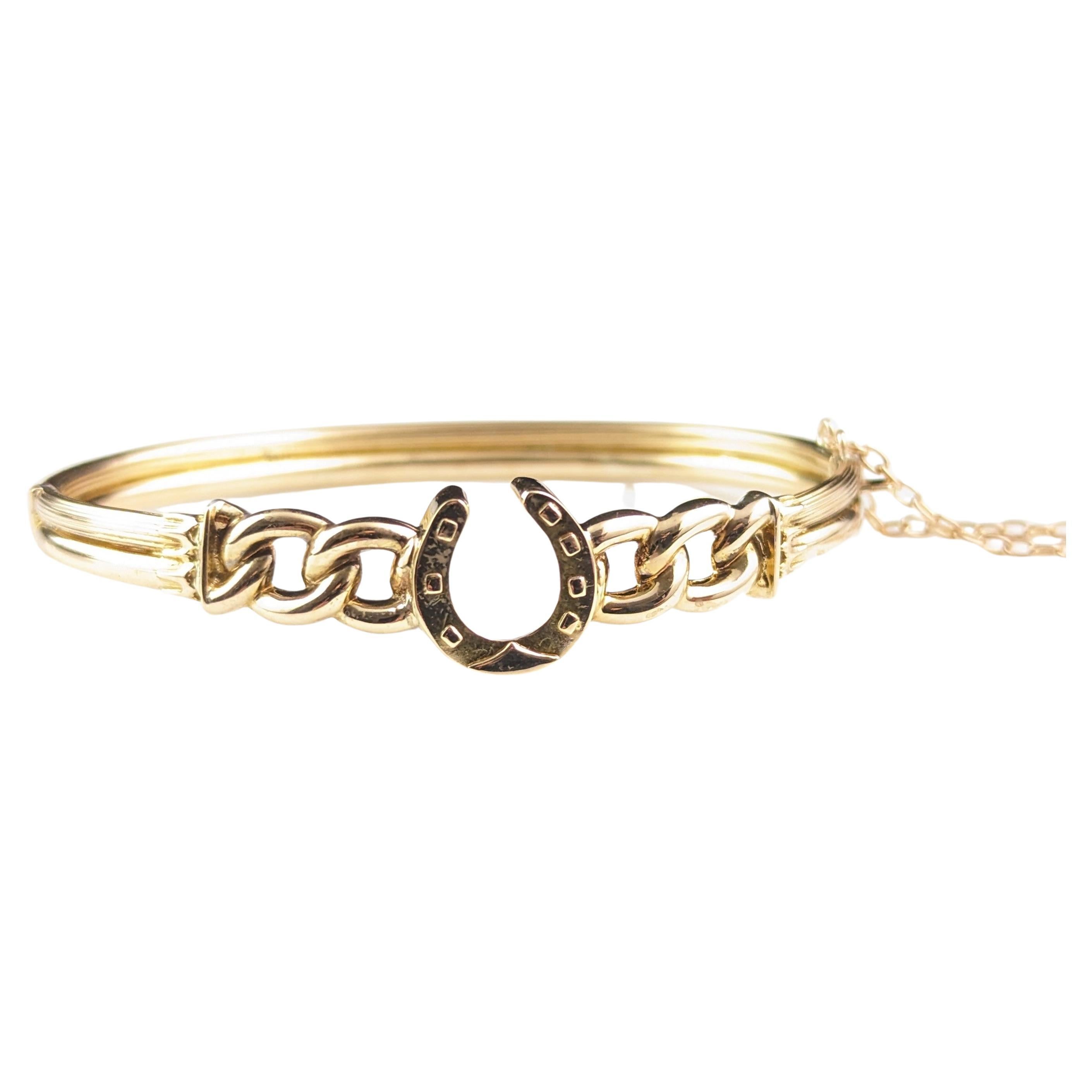 Antique Victorian 9ct gold lucky horseshoe bangle  For Sale