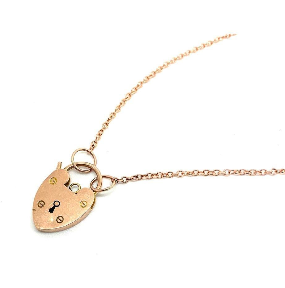 Antique Victorian Lock set in 9ct rose gold strung on a new 9ct rose gold chain. This 170 year old clasp would have adorned the necks elegant ladies. This unique pendant represents the effortless elegance and romance of the Victorian era inspired by