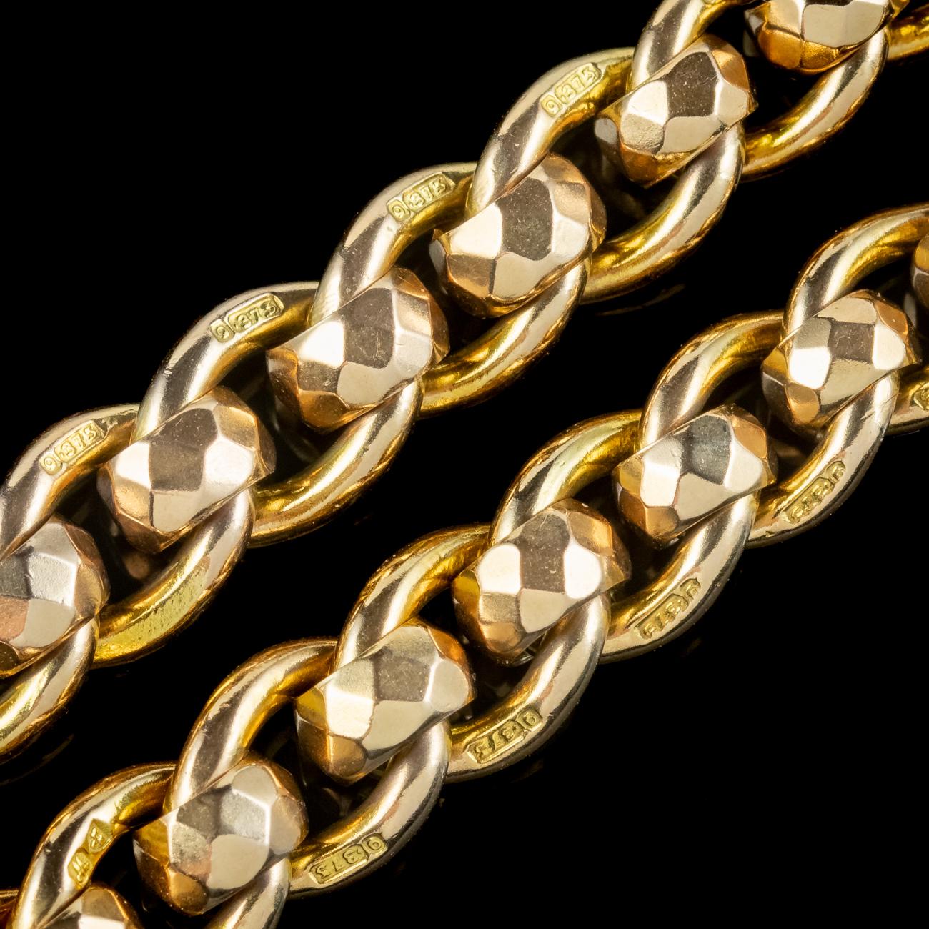 Antique Victorian 9ct Gold Rollerball Albert Chain In Good Condition In Kendal, GB