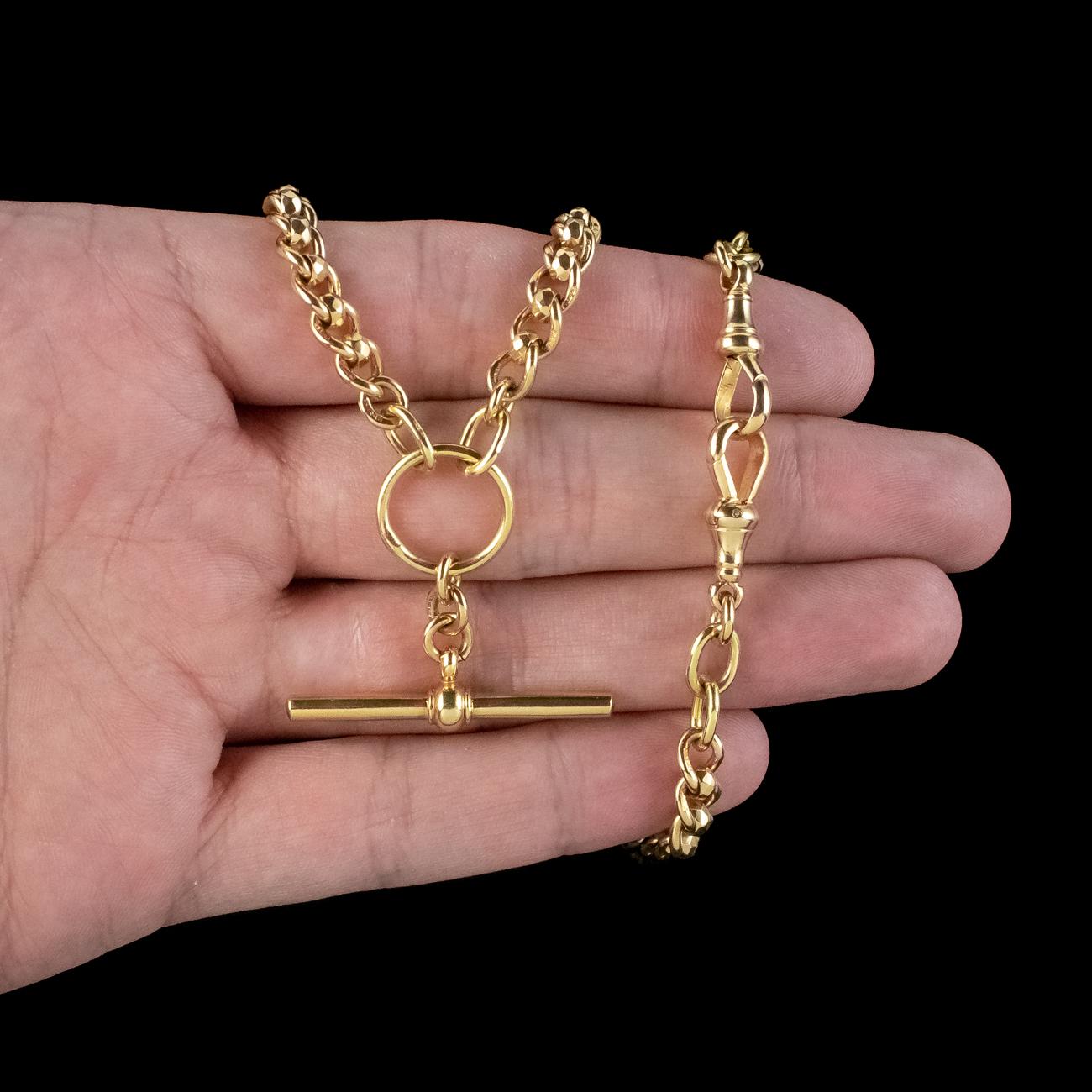 Women's Antique Victorian 9ct Gold Rollerball Albert Chain