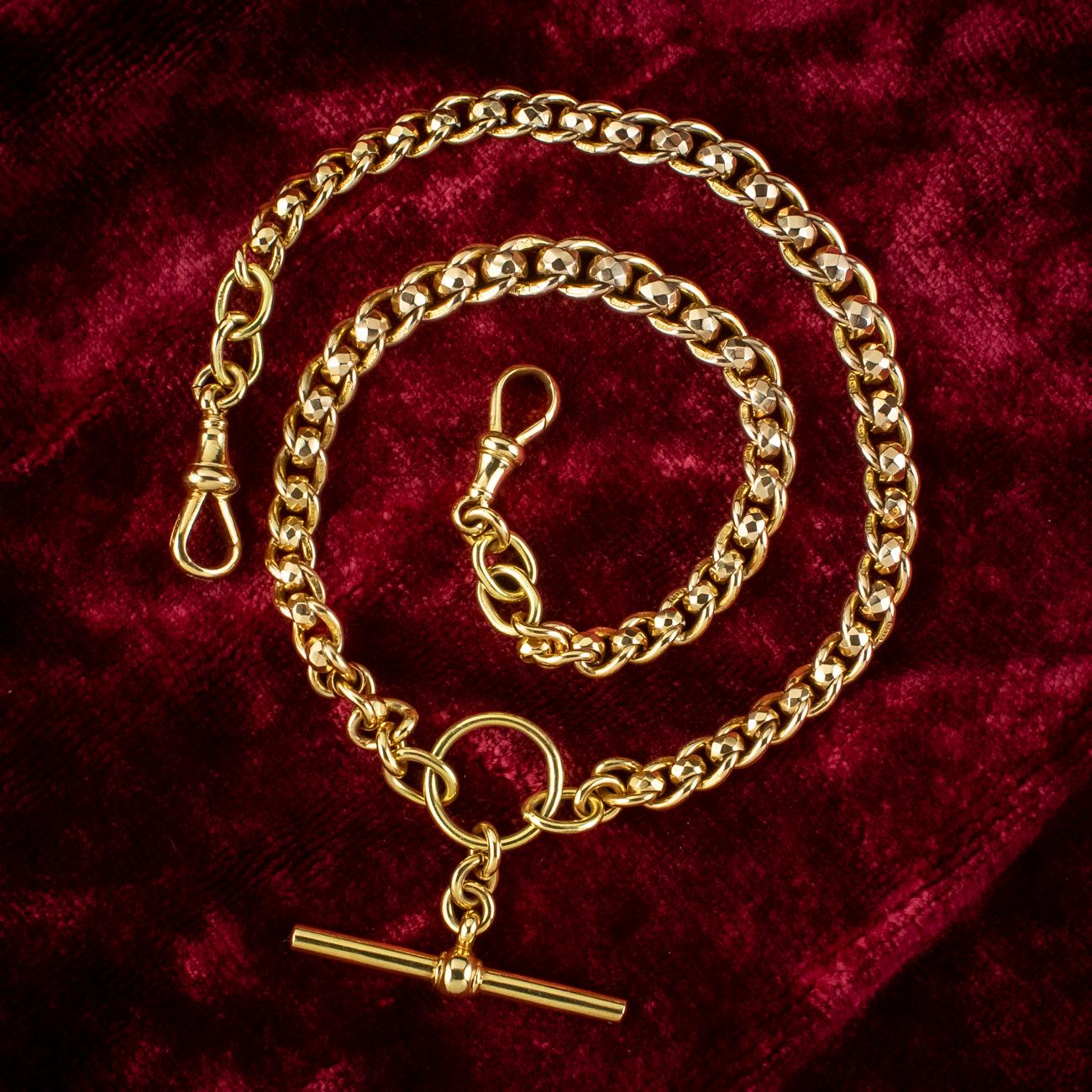 Antique Victorian 9ct Gold Rollerball Albert Chain 1