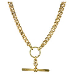 Antico Rollerball vittoriano in oro 9ct con catena Albert