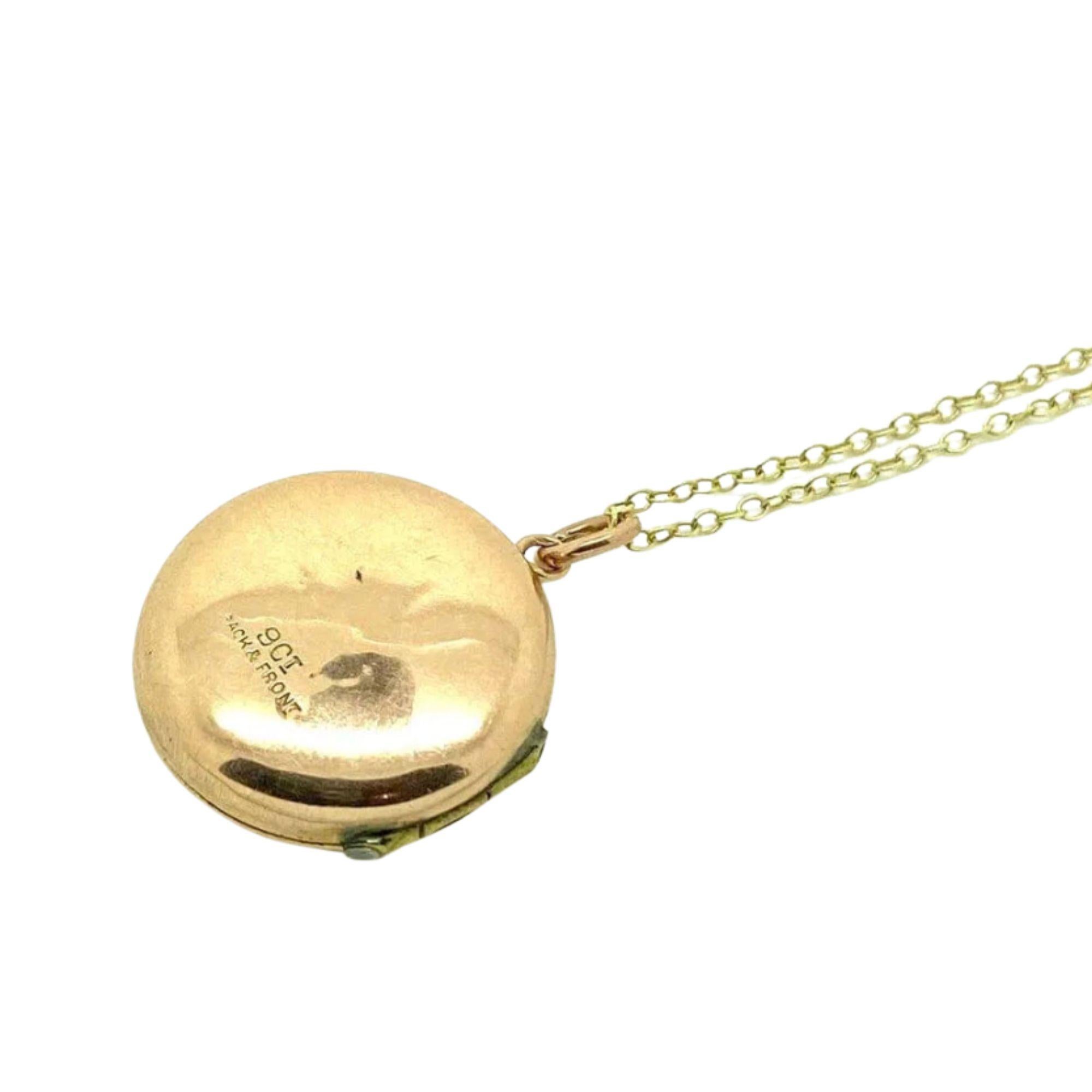 Antique Victorien 9ct Gold Rose Gold Locket Necklace 1