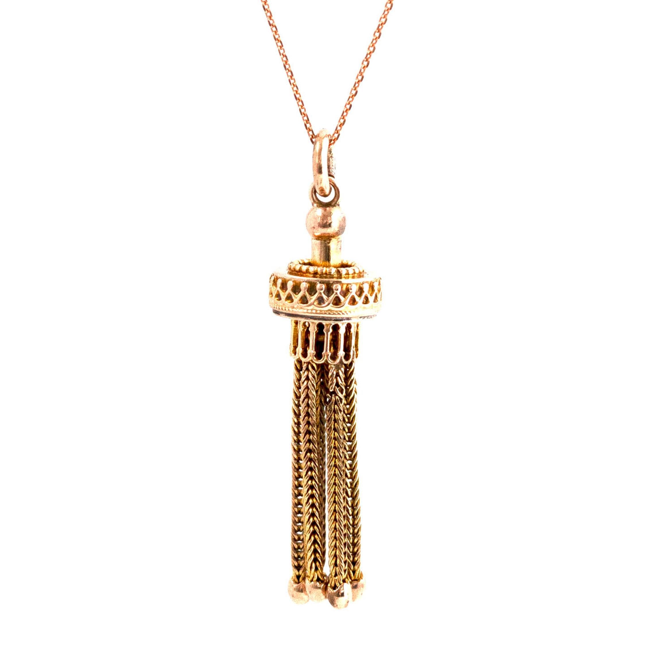 Antique Victorian 9ct Gold Tassel Necklace 2
