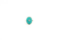 Antique Victorian 9ct Gold Turquoise and Diamond Pavé Ring