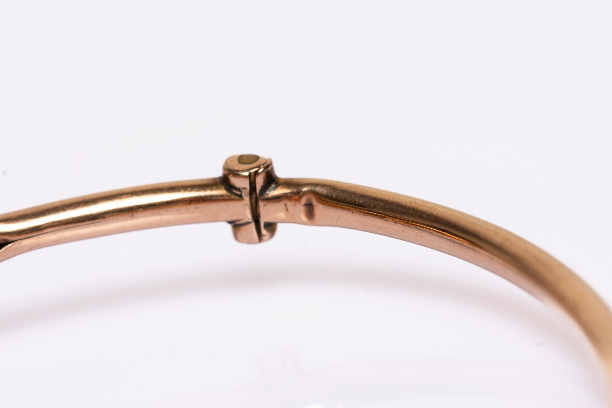 De las mujeres Antique Victorian 9ct Gold Turquoise and Pearl Bangle Bracelet en venta