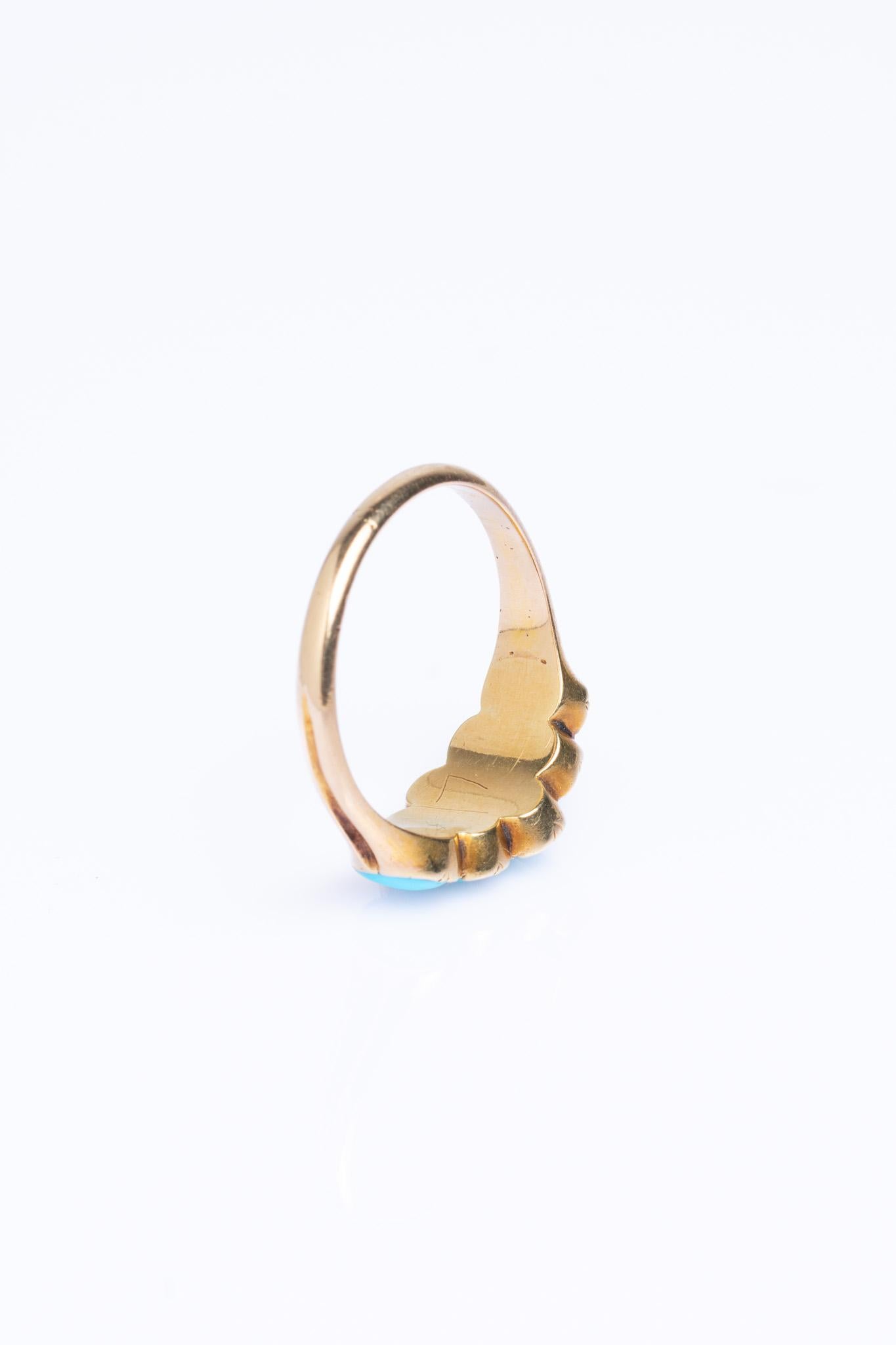 Antique Victorian 9ct Gold Turquoise Ring im Zustand „Gut“ im Angebot in Portland, England