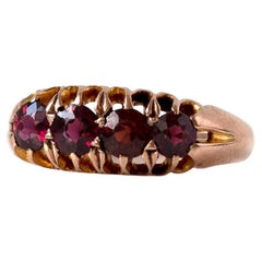 Antique Victorian 9ct Rose Gold Four-Stone Garnet Ring