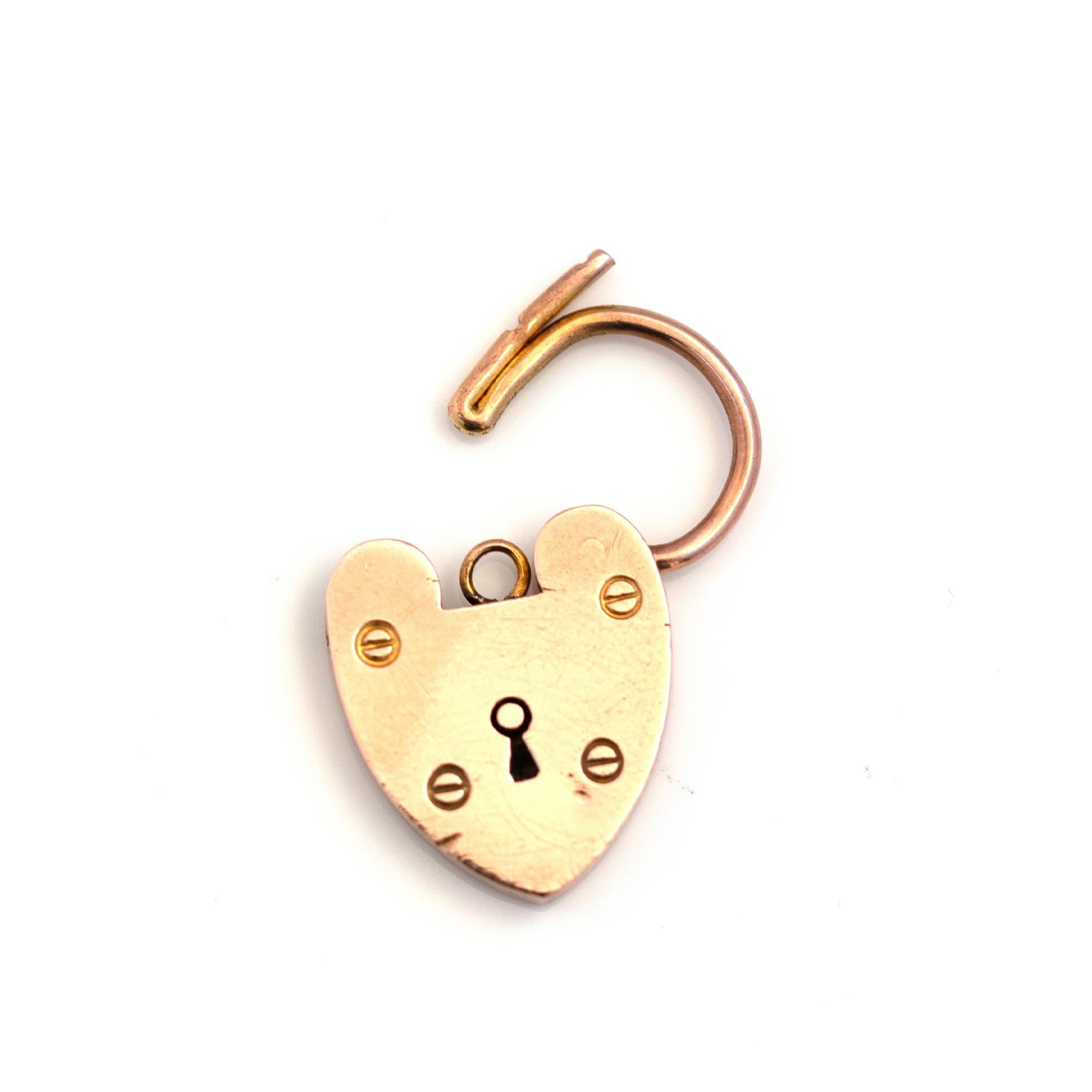 Collana antica vittoriana con lucchetto in oro rosa 9ct in vendita 1