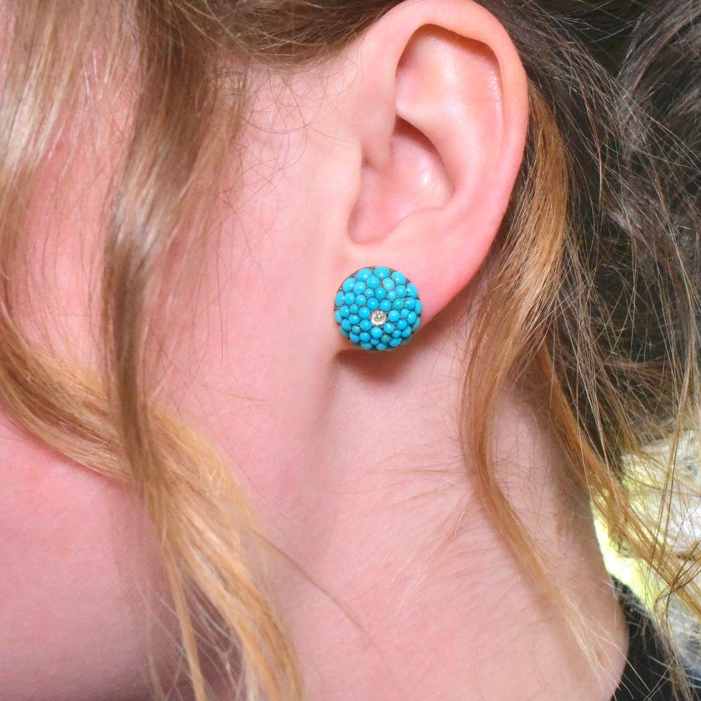 A superb pair of highly coveted Victorian earrings dating to the late Victorian era circa 1880-1900.

Designed for pierced ears with post fittings and butterfly backs, these splendid earrings would almost certainly have begun their life as perhaps