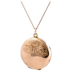 Antike viktorianische 9ct Rose Gold Runde Medaillon Halskette