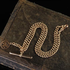 Antique Victorian 9K 14K Yellow Gold Isle of Man Pendant Chain Necklace