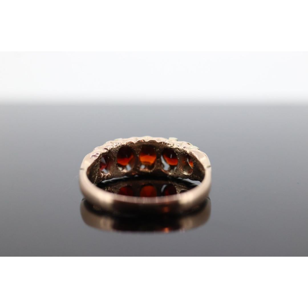 Women's Antique Victorian 9k 375 Garnet Cluster ring. 9k Yellow Gold UK Chester 1905. For Sale