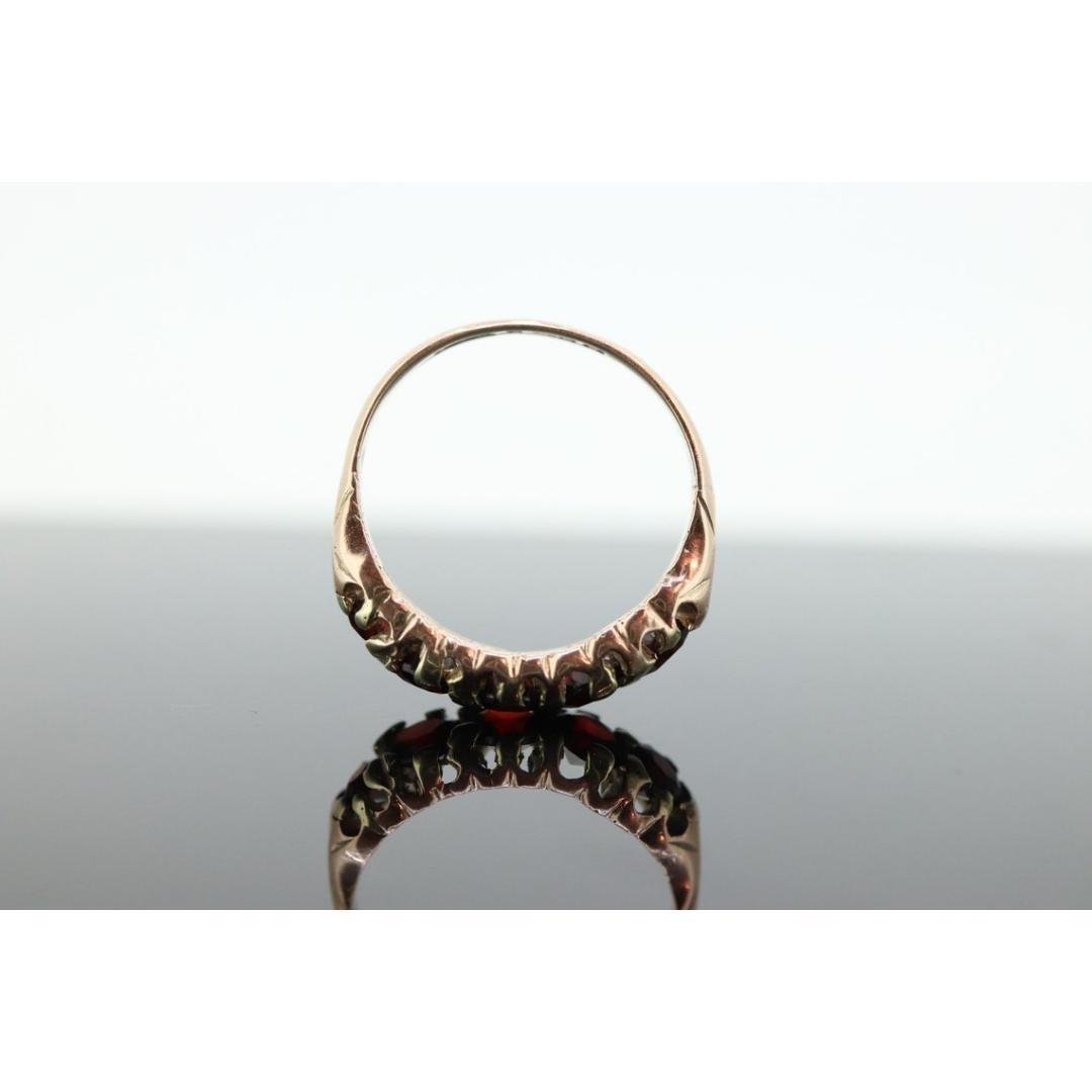 Antique Victorian 9k 375 Garnet Cluster ring. 9k Yellow Gold UK Chester 1905. For Sale 2