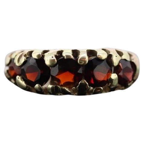 Antique Victorian 9k 375 Garnet Cluster ring. 9k Yellow Gold UK Chester 1905.