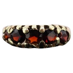 Antique Victorian 9k 375 Garnet Cluster ring. 9k Yellow Gold UK Chester 1905.