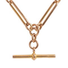 Antique Victorian 9K 375 Gold Watch Chain Paper Clip Link Necklace