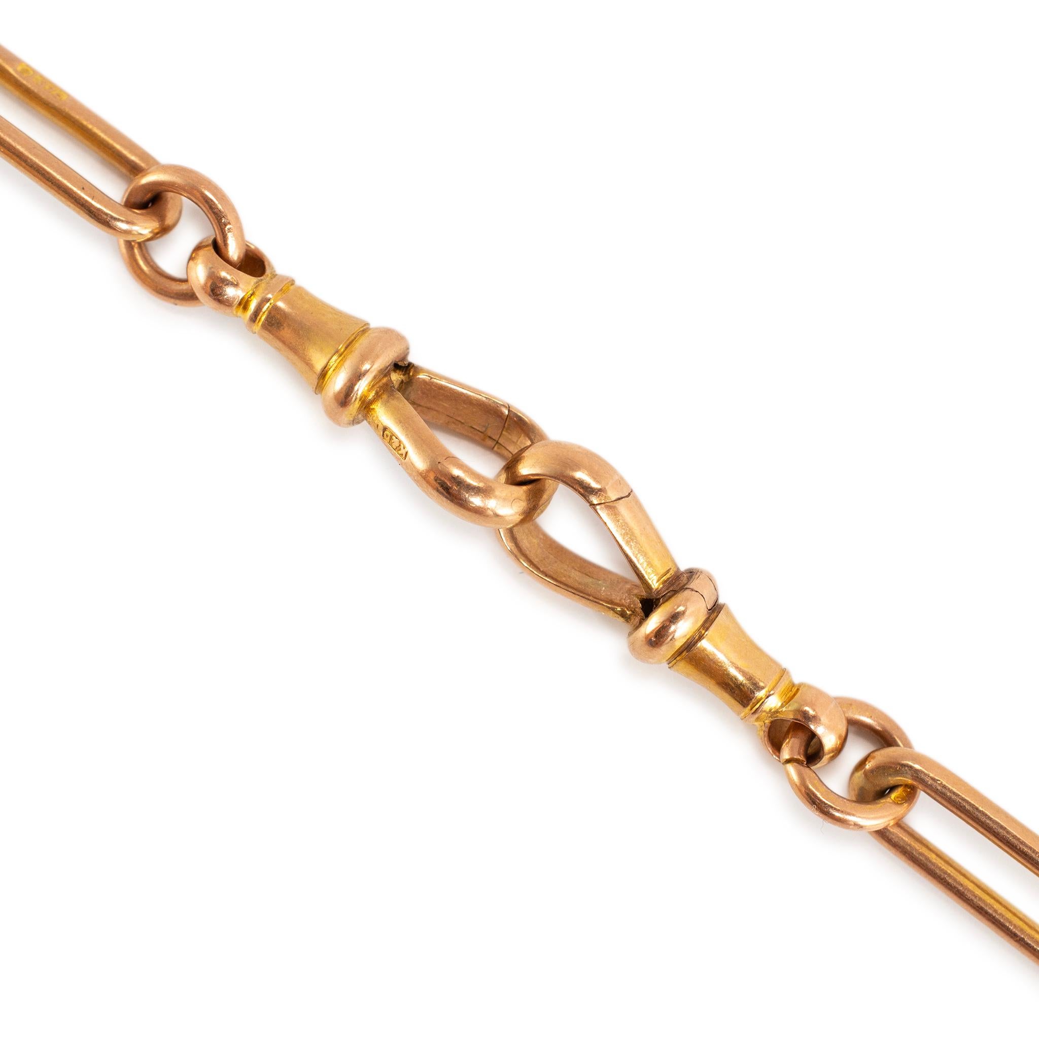 Antique Victorian 9K 375 Gold Watch Chain Paper Clip Link Necklace en vente 1