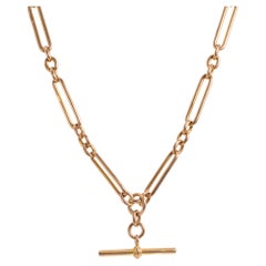 Antique Victorian 9K 375 Gold Watch Chain Paper Clip Link Necklace