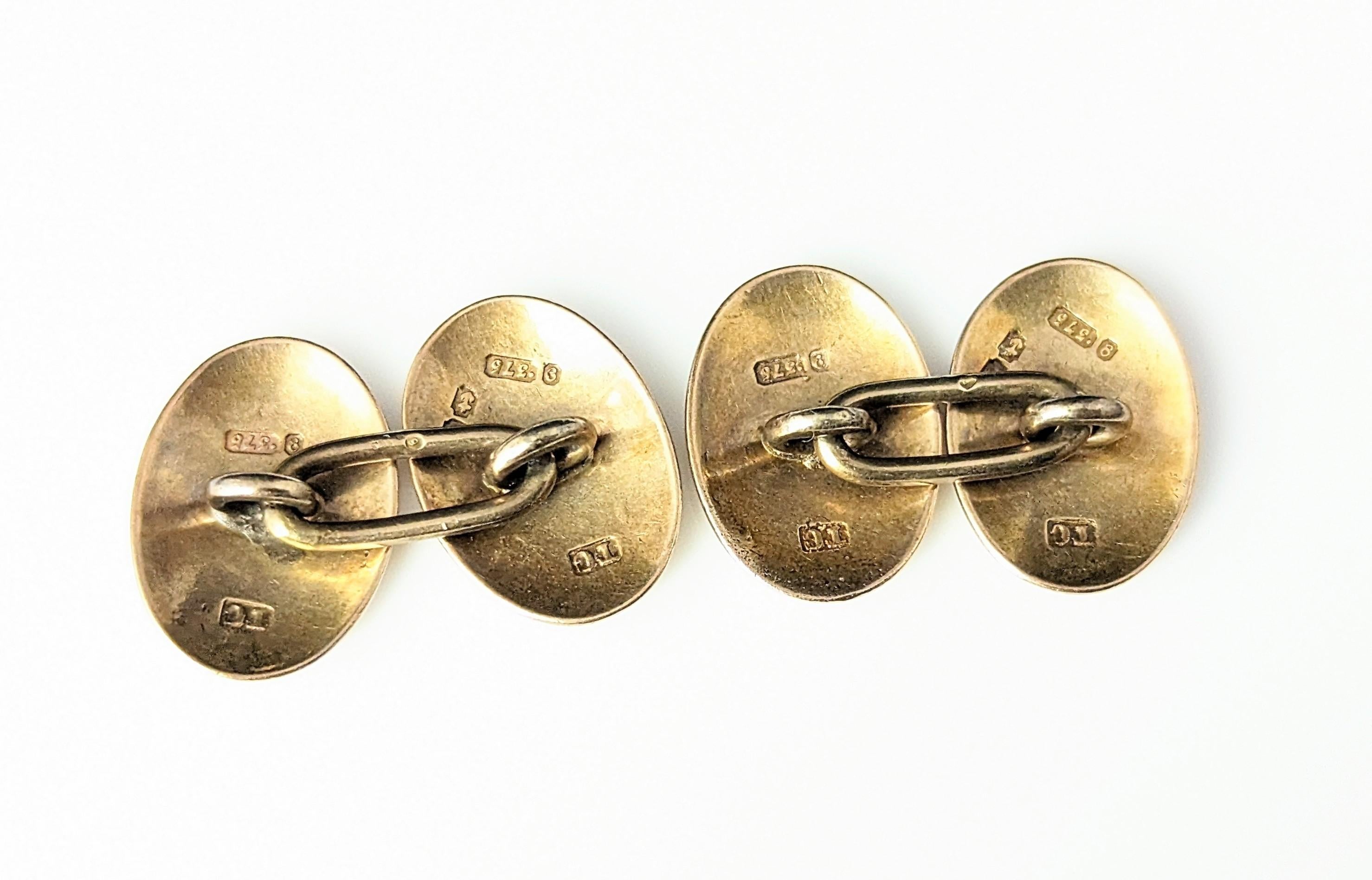 Antique Victorian 9k gold cufflinks, Monogrammed For Sale 4